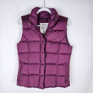 Eddie Bauer Womens Goose Down Puffer Vest Small Plum Purple Polyester